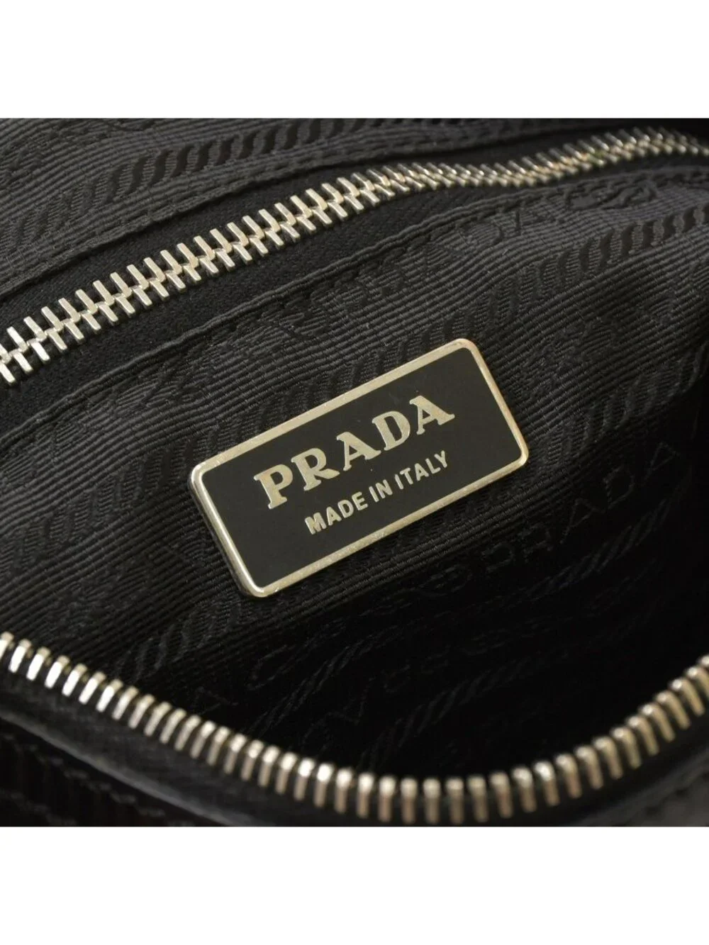 Prada Bag Triangle Logo Nylon Black Silver